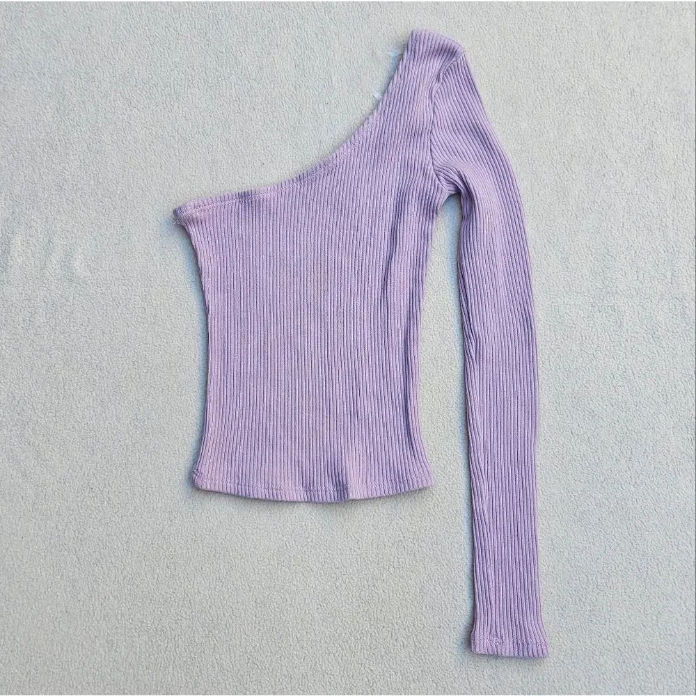 RSQ One-Shoulder Ribbed Top in Lavender Size XS